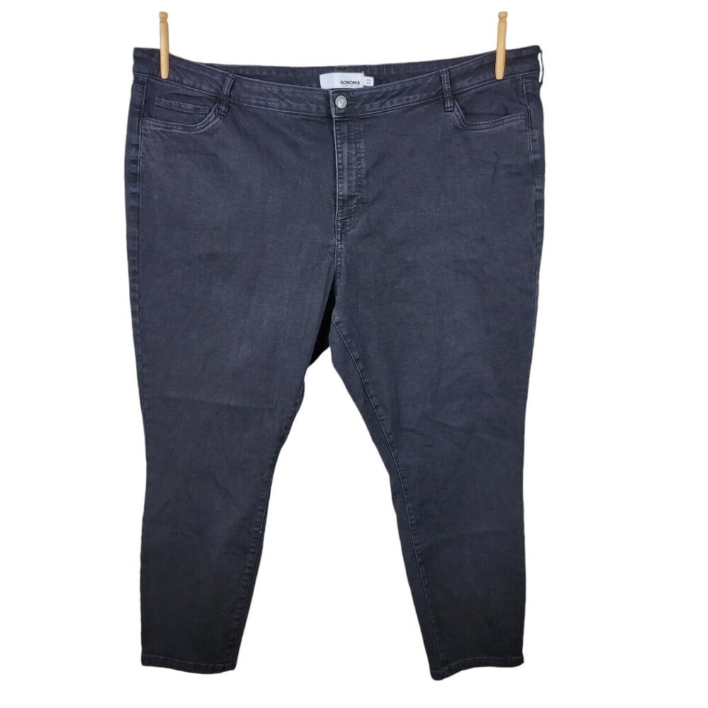 Sonoma Skinny Jeans Plus size 30W Denim High Rise Stretch 30 Charcoal Black